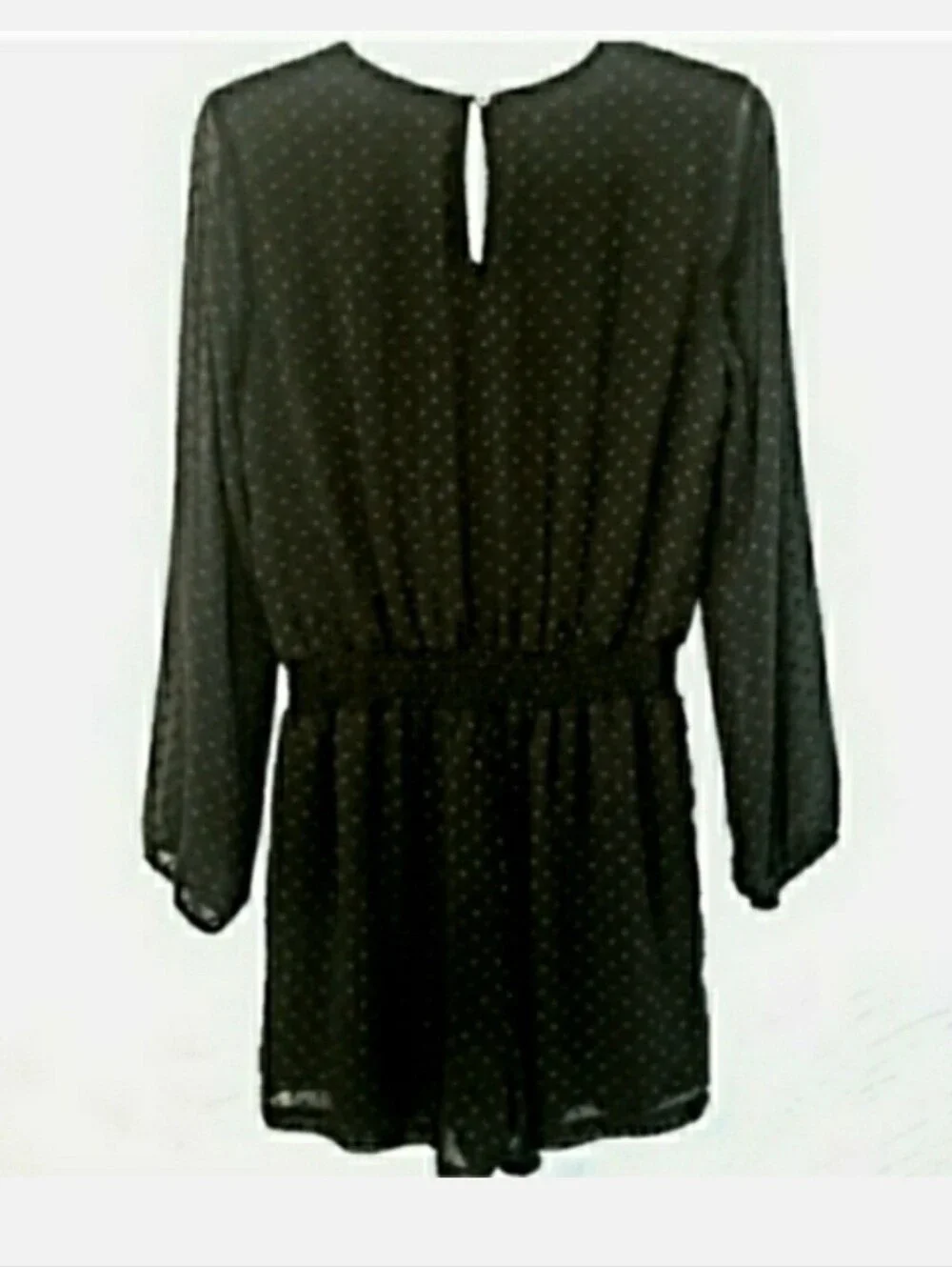 Romper Shorts Black Sheer Sleeves Swiss Dot Daniel Rainn Designer 🦋 Retail $69- - Picture 4 of 13